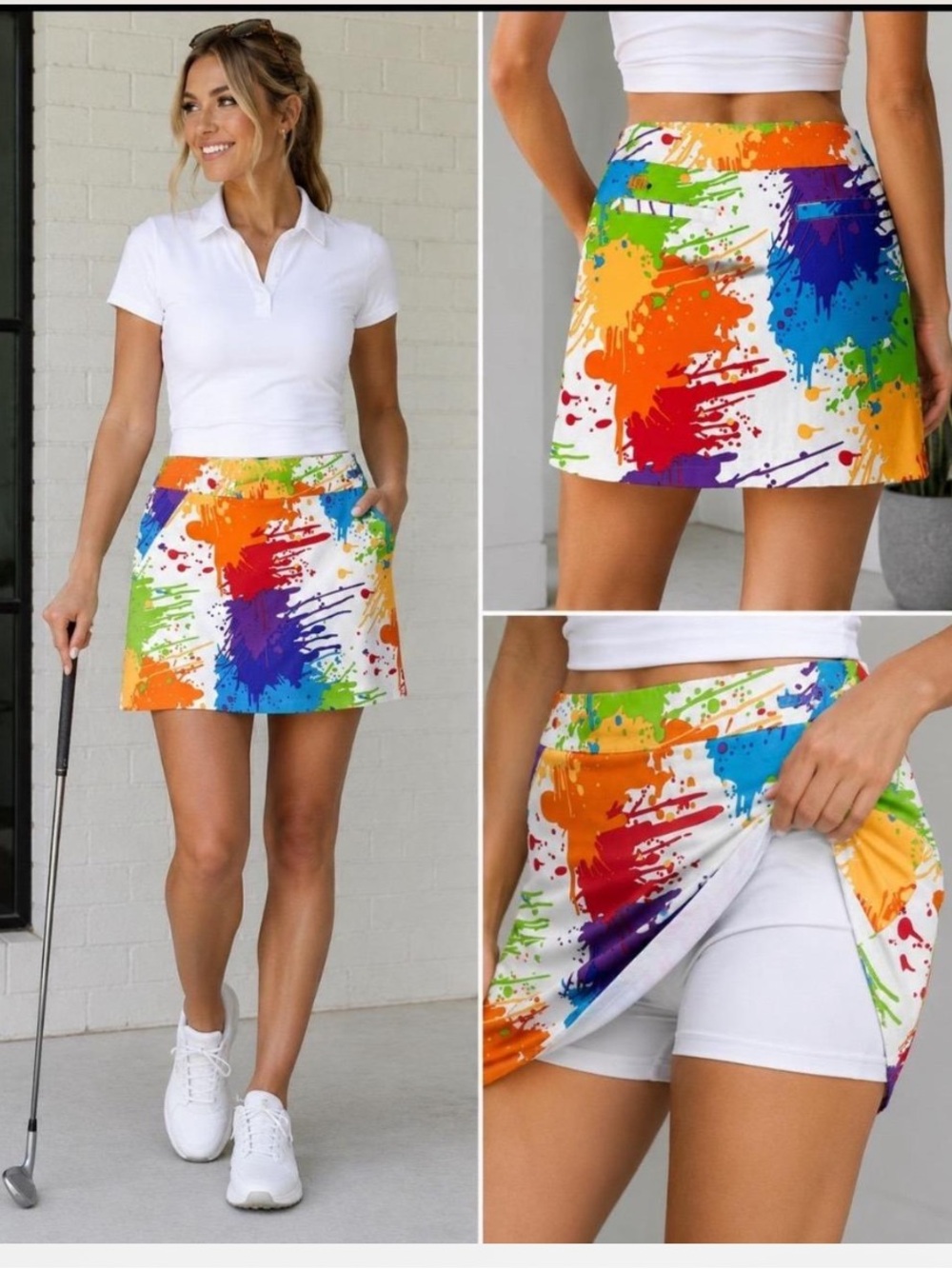 Loudmouth Paint Splatter Golf Skort. Size 12.